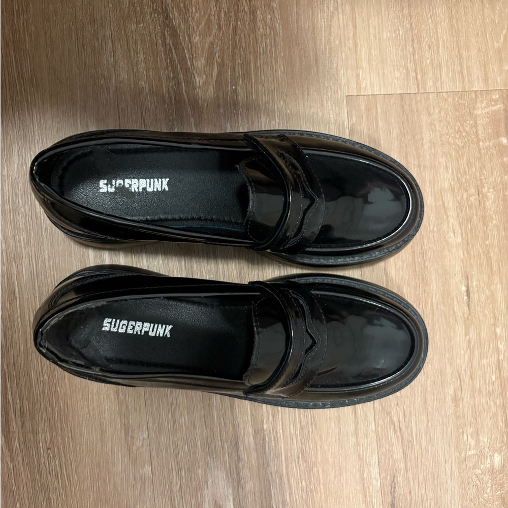 Sugar Punk Black Patent Platform Penny Loafers - Picture 4 of 6